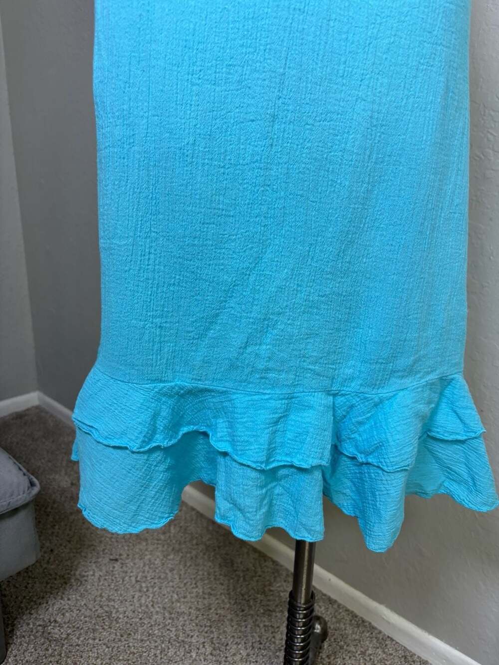 Solid Color Midi Skirt with Tiered Ruffle Hem - Picture 2 of 9